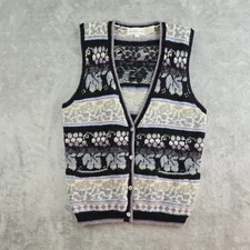 Vintage The Eagles Eyes Sweater Vest Large Shetland Wool Grape Floral Knit 90s