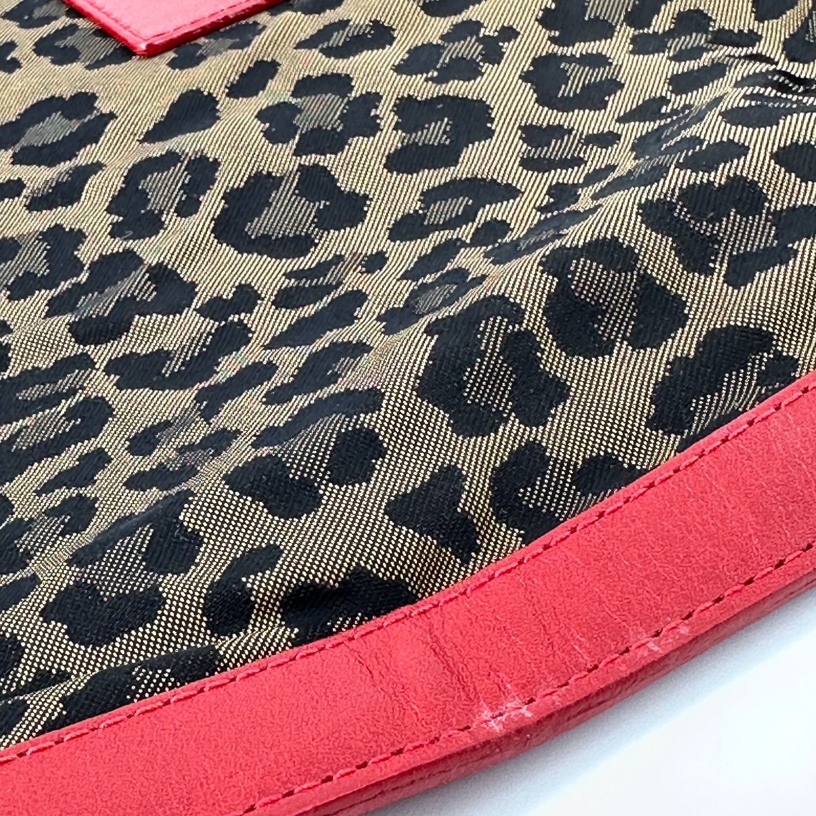 Fendi Clutch Bag Purse   Leopard  Leather Nylon Authentic 398T0359 thumbnail 11