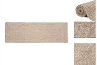 Teppich Geflecht Natur Und Weiß 80X300 Cm Jute