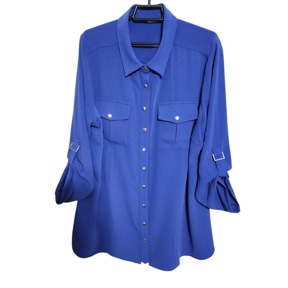 Soft Surroundings Blue Polyester Button Front Rol… - image 11