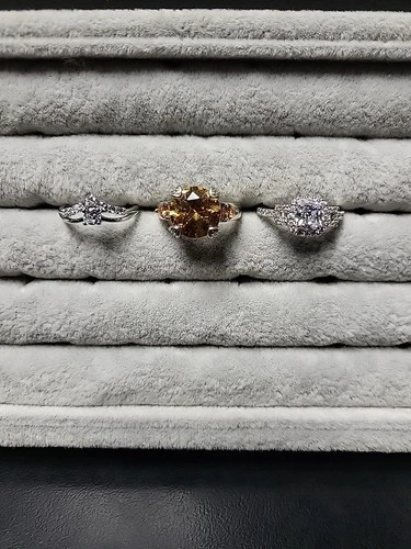 Estate Lot Sterling Silver Ring Lot Size 8 925 Large Yellow Stone Vintage Ring