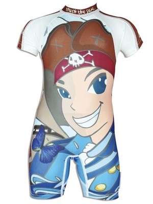 4BB2 Kinder UV Schutz Schwimmanzug Pirate Badeanzug, mehrfarbig, 9 Monate
