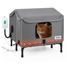 Heated Outdoor Cat House,Weather-Resistant Insulated Cat Shelter with Elevate...