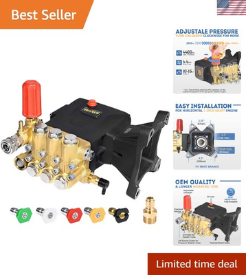 #ad Pressure Washer Pump 3600 4400 PSI Max 4.4 GPM 1 Inch Shaft Horizontal Tripl... $379.99