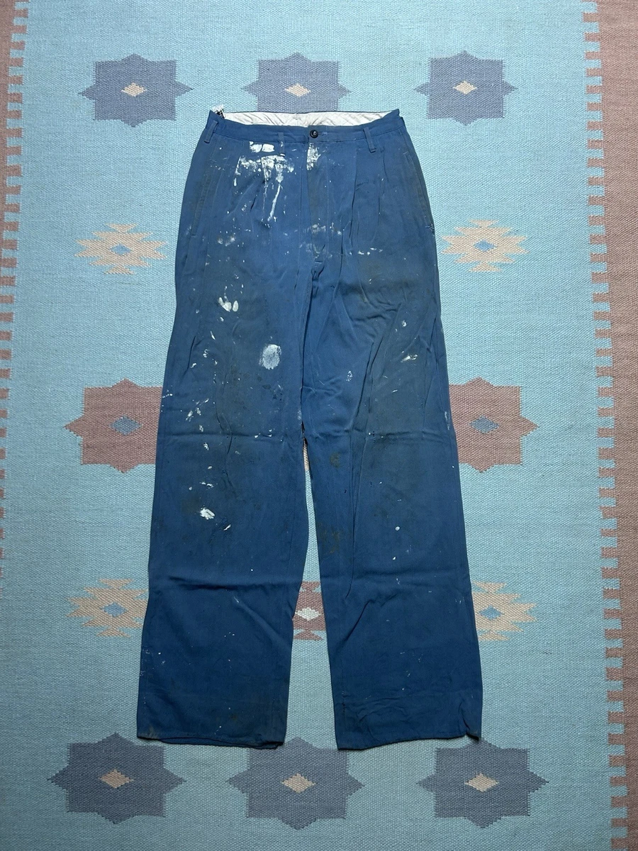 Vintage 40s 50s rayon gabardine slacks pleated pants paint