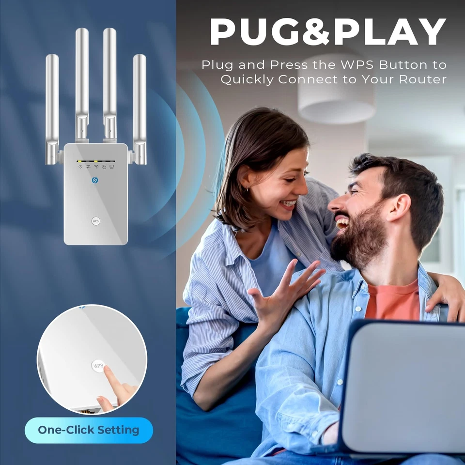 WiFi Extender Signal Booster, Long Range Internet Booster White Matte - Image 4 of 4
