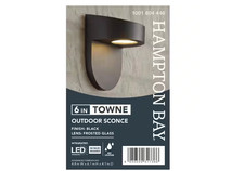 Hampton Bay 6.1 in. Black Integrated LED Hardwired Outdoor Wall Light Lantern Sc
