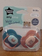 Tommy Tippee Anytime Winter Wonderland 18 - 36 m Pacifier Set of Two 2 New NIP