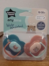 Tommy Tippee Anytime Winter Wonderland 18 - 36 m Pacifier Set of Two (2) New NIP
