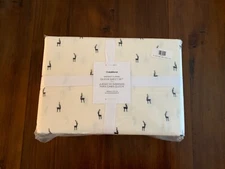 Crate and Barrel / Holiday Reindeer Organic Flannel QUEEN Sheet Set, Ivory Black