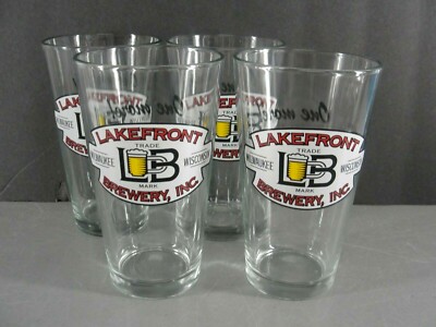 LAKEFRONT BREWERY BEER PINT GLASS   ''ONE MORE'' MILWAUKEE WI BAR MANCAVE LOT 4