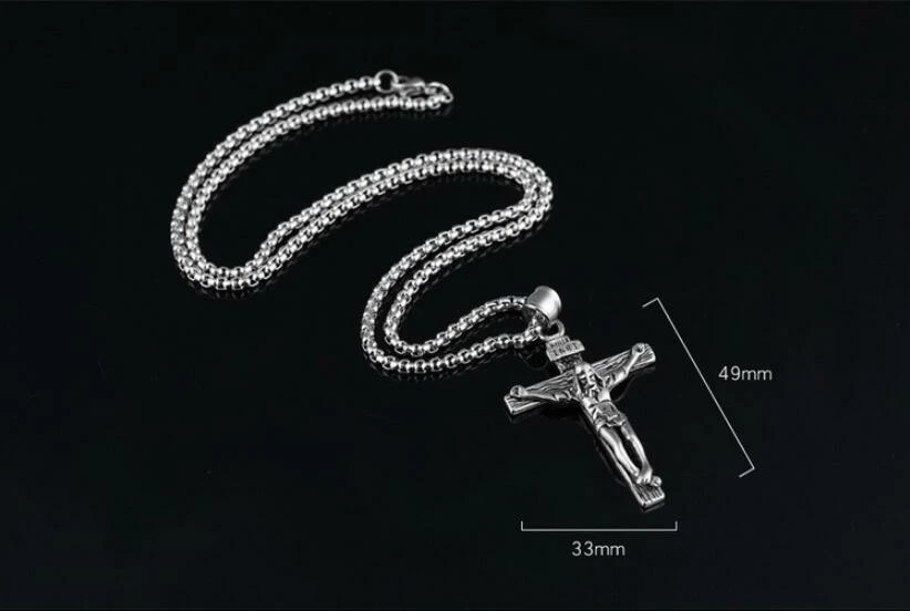 Collar Colgante Cruz Crucifijo Jesucristo Acero Inoxidable Amarillo Negro para Hombre Foto 4 de 4