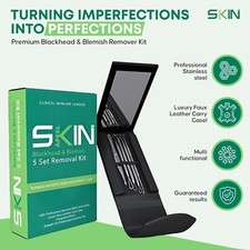 5pcs Blackhead Remover Tool Kit with Mirror & Case Spot Acne & Pimple Extractor