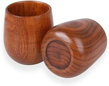2 Pack Wooden Tea Cups Water Coffee Mug Japanese Zen Style Teacups 4 oz S-4079x2