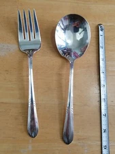 VINTAGE 1936 FASCINATION/GOLDEN JUBILEE  SILVERPLATE CASSEROLE SPOON & MEAT FORK