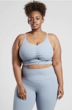 Athleta Cinch Longline Bra Cottage Blue Yoga Barre Powervita Size 2X D-DD 