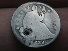1838 Seated Liberty Half Dime- Large Stars, About Good Details, Holed