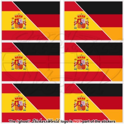 Spanien-Deutschland Flaggen Aufkleber – 6 Stück, 40 Mm, Vinyl, Wasserdicht