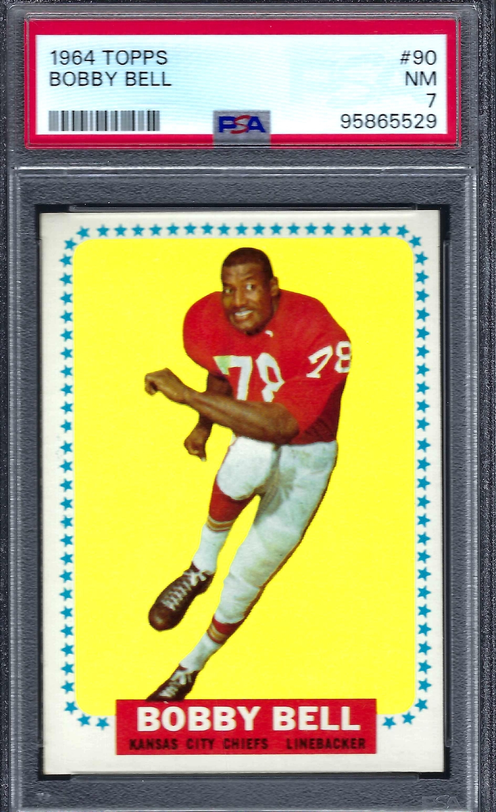 1964 Topps FB #090 PSA 7 Bobby Bell HOF Rookie Chiefs 90 Nice!
