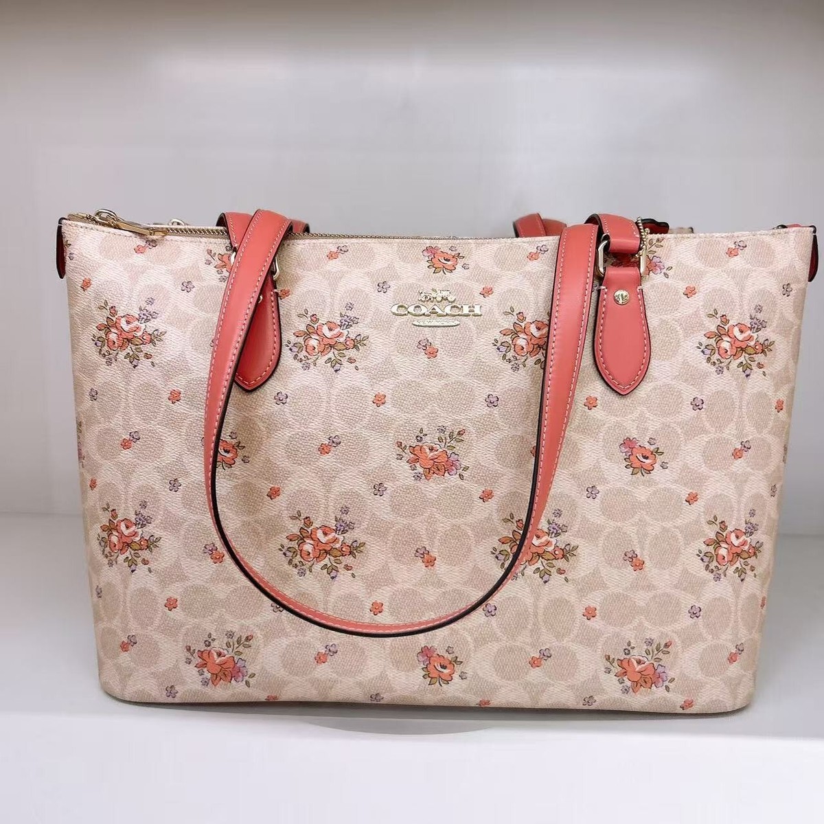 NWT Coach Gallery Tote Bag/Zip Card Case With Floral Print