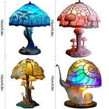 Painting Acrylic Glass Mushroom Table Lamp Stained Glass Plant Series Night Lamp