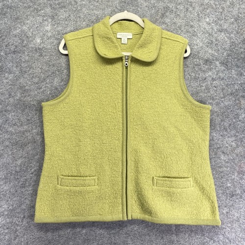 Appleseeds Petites Wool Vest Womens Large Green Fully Zip Collared eBay