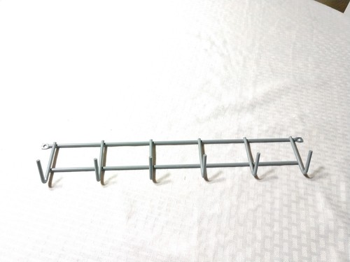 Small Wall Hook Rack Gray Metal 16.5" x 2.5" 