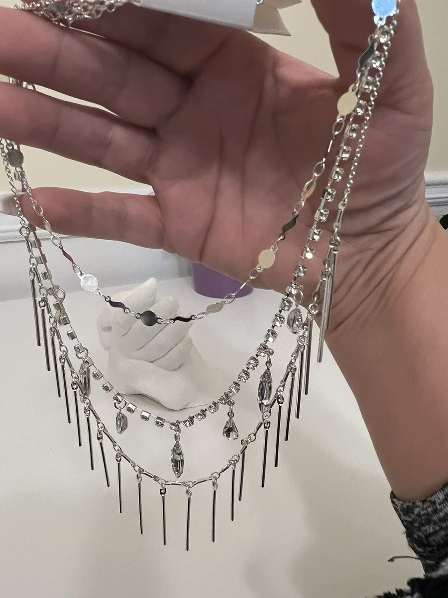 Silver layered 2024 necklace set