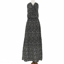 W118 Walter Baker Dress Womens Small Black Geometric Sleeveless Maxi Slit Lined