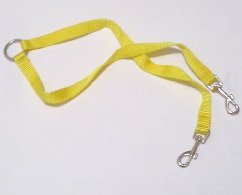 Two-Way Leash Coupler w/ 12-inch Nylon Leads Dog Walking Accessory Safety Yellow - Picture 1 of 4