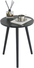 round End Table, Black Side Table Modern Home Decor Small Accent Table for Sm...