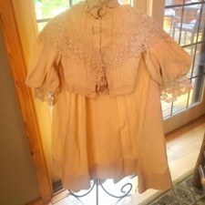 Vintage 1800's Set Cotton Skirt Lace Bodice Victorian 2 pc Sz XXS Dress