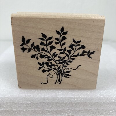 Silhouette Fern Stems Bouquet Ribbon Strand Just For Fun Rubber Stamp 1996-2006