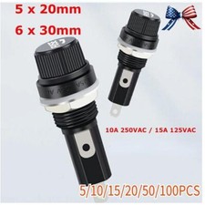Electrical Panel Mounted Screw Cap Fuse Holder Glass Tube Fuses 5x20mm 6x30mm