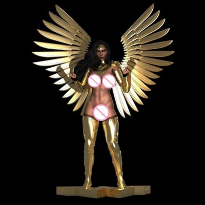 1/24 Scale 75mm Resin Figure Girl Golden Female Warrior Unassembled Unpainted