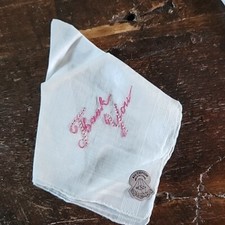 NEW Vintage  Thank You  Hankie Pink Embroidered DESCO Handkerchief