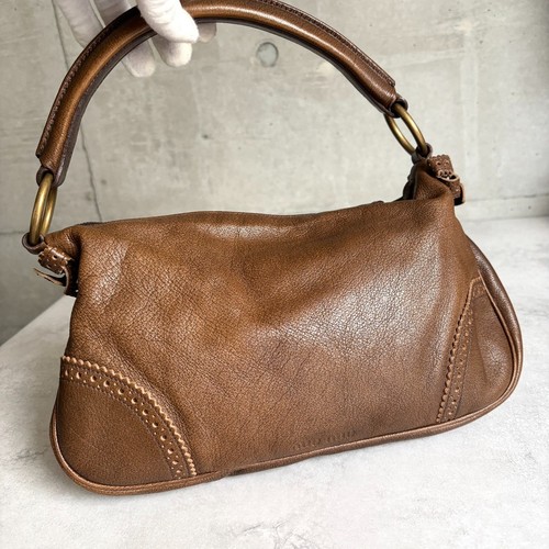 Miu Miu Handbag Hobo Shoulder bag brown Leather Y2K Archive Logo Authentic Rare