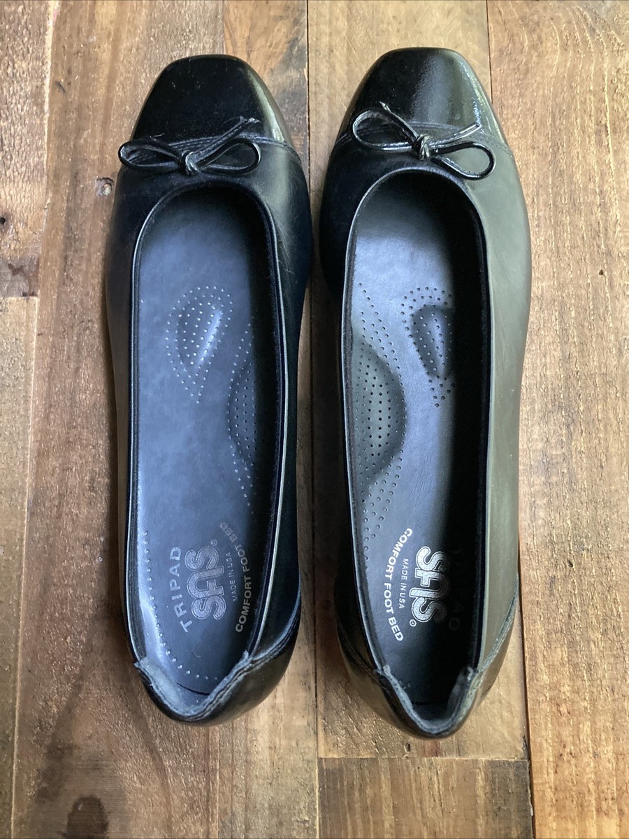 SAS Coco Black Leather Patent Flats Shoes Size 9 N View 4