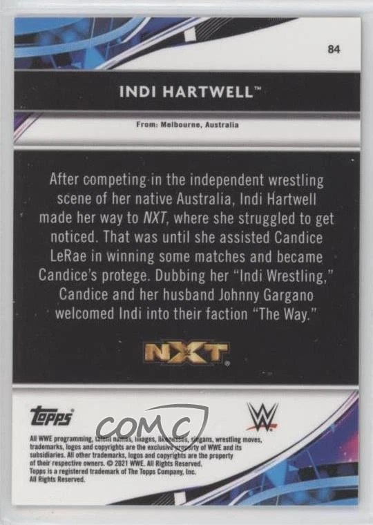 2021 Topps Finest WWE Gold Refractor /50 Indi Hartwell #84 Rookie RC - Image 2 of 2