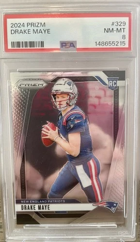 2024 Prizm Drake Maye RC Rookie #329 Patriots PSA 8
