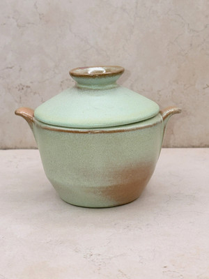 Vintage Frankoma Prairie Green Covered Sugar Dish Plainsman Series 1960's