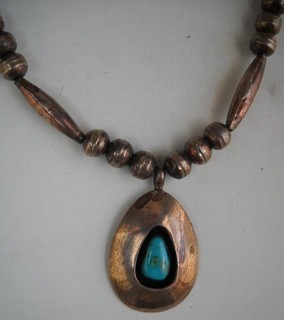 Vintage WVR Native American Silver & Turquoise Necklace