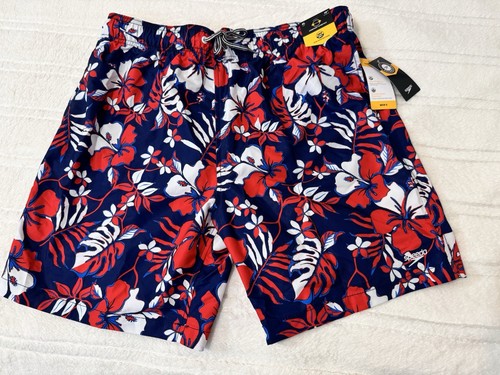 NEU Speedo Herren Boardshorts Größe XL rot Blumen Pull On Gummibund Kordelzug