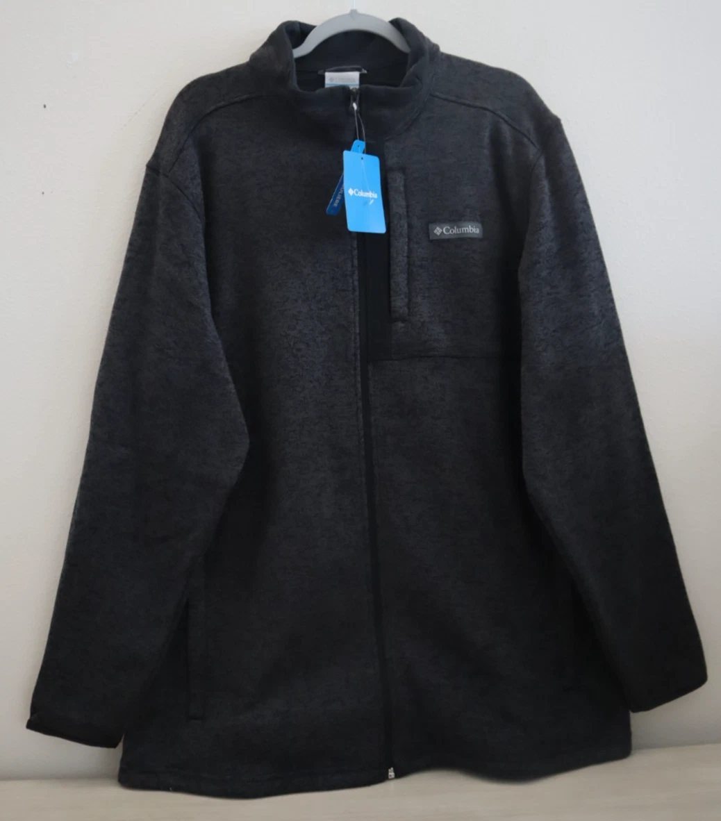 Columbia AS9845-010 Men Sz 2XL Black Heather Sweater Weather Full Zip Jacket $90