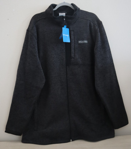 Columbia AS9845-010 Men Sz 2XL Black Heather Sweater Weather Full Zip Jacket $90