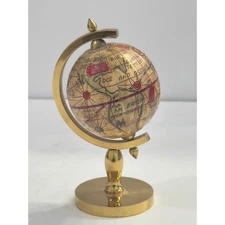 Vintage Brass Globe Desk Made in Italy World Map Decor
