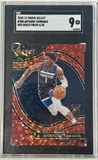 2020 PANINI SELECT RED DISCO PRIZM #300 ANTHONY EDWARDS ROOKIE RC /49 SGC 9 Mint