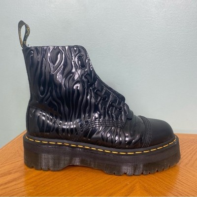 Dr Martens Sinclair Zebra Emboss Platform Boots Black Size 8 Women's
