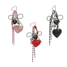 Elegant Heart Bowknot Keychain Braided Rope Car Keyring Stylish Gift Decoration