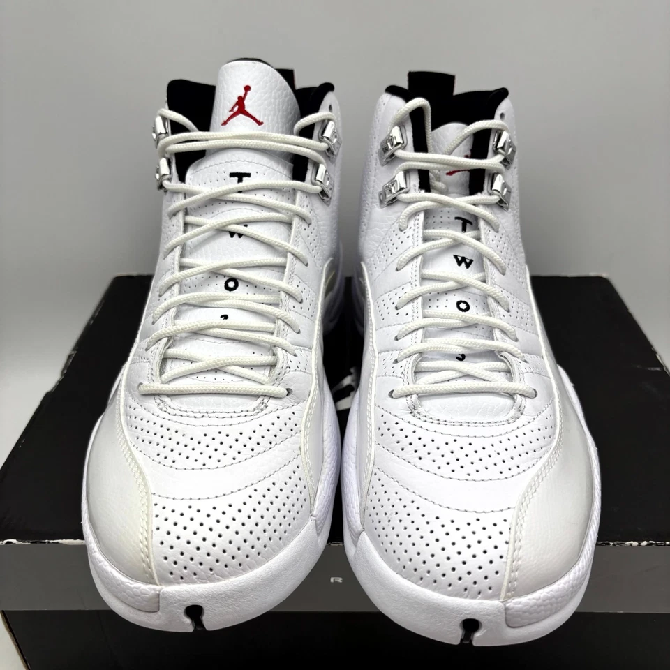 Air Jordan 12 Retro Sol Naciente Cuero Blanco Zapatos Atléticos 8 Para Hombre 130690-163 Foto 3 de 4